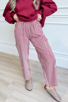 WISHLIST Rob Cherry plaid drawstring waist pants with relaxed fit and stylish design, featuring a classic plaid pattern and comfortable fabric.