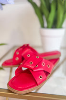 Soda Empress Red Crossover Sandal - Be You Boutique