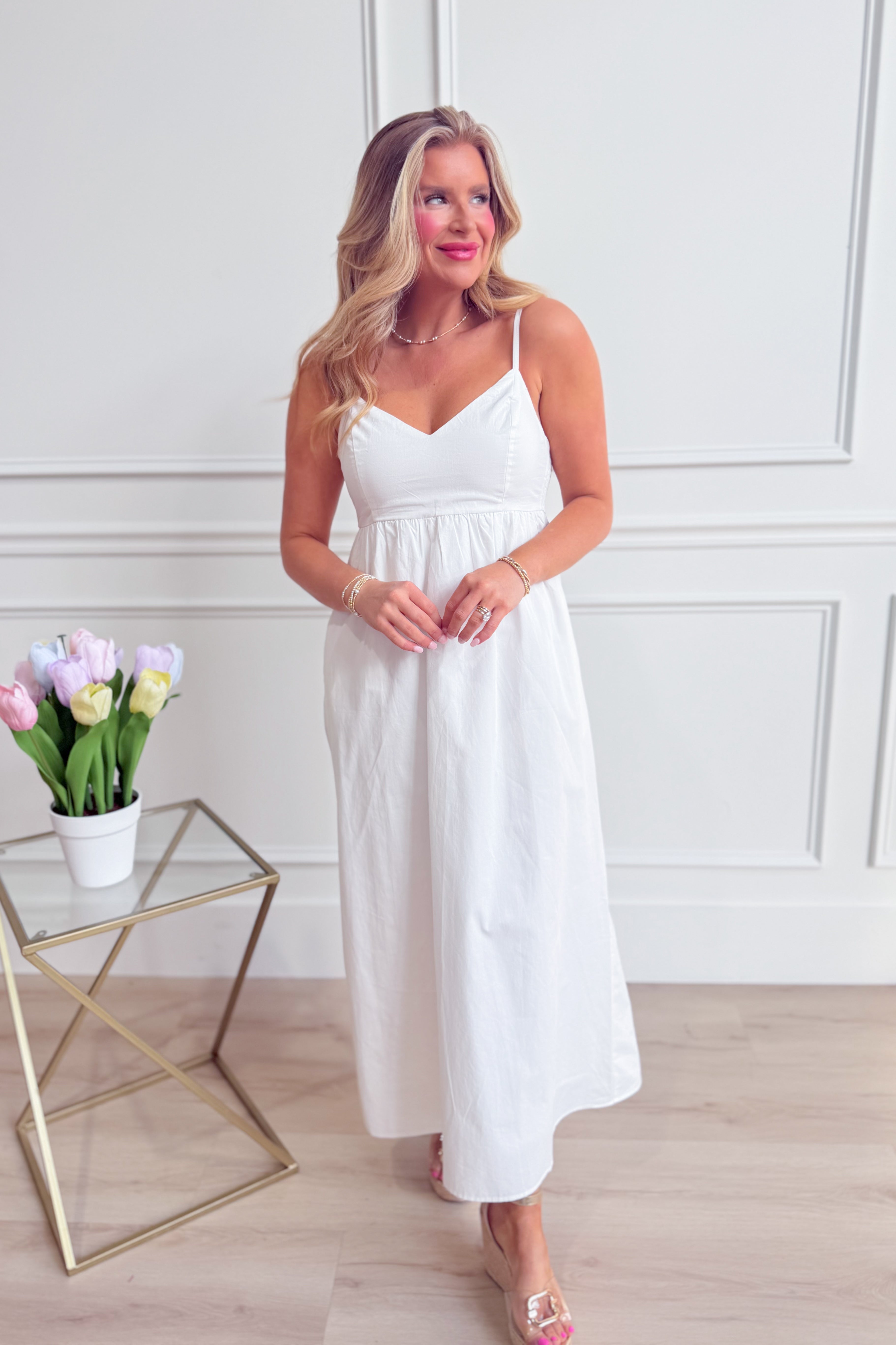 WISHLIST Rita Cami casual midi dress in a relaxed fit, shown in a soft fabric with thin straps and a flowing silhouette.