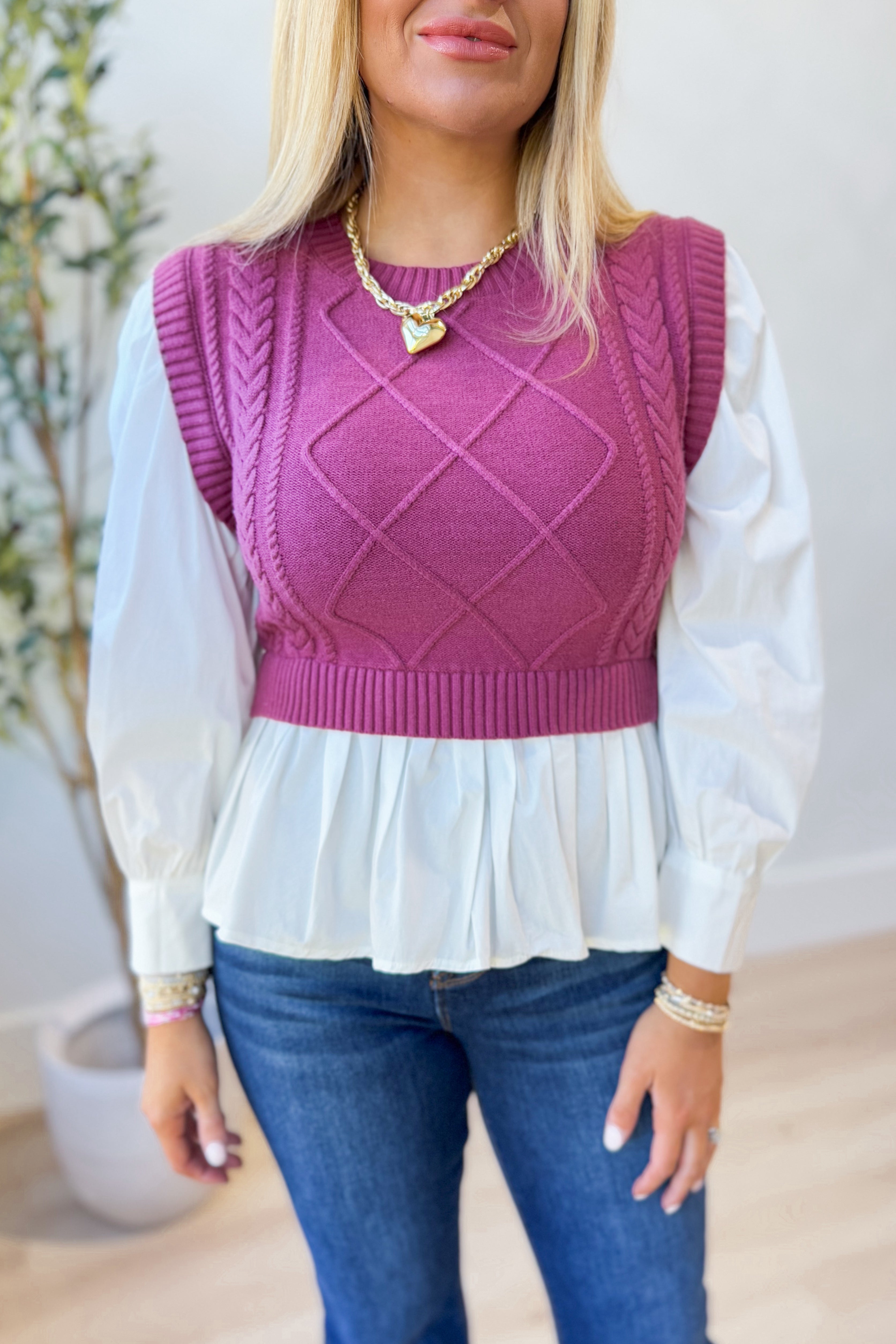 Luna Cable Knit Long Sleeve Sweater Top - Be You Boutique