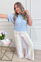 Light blue Brianna spring knitted short sleeve top from ENTRO, featuring a soft, fitted design with a crew neckline.