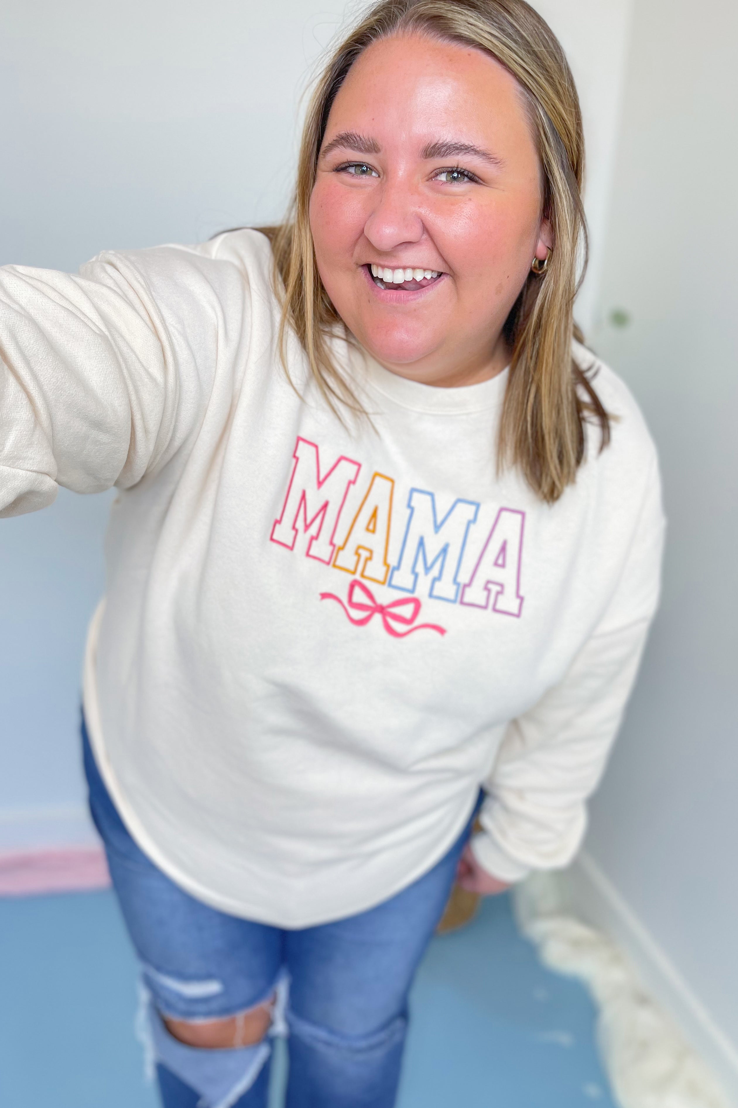 MAMA Embroidered Crewneck Sweatshirt - Be You Boutique