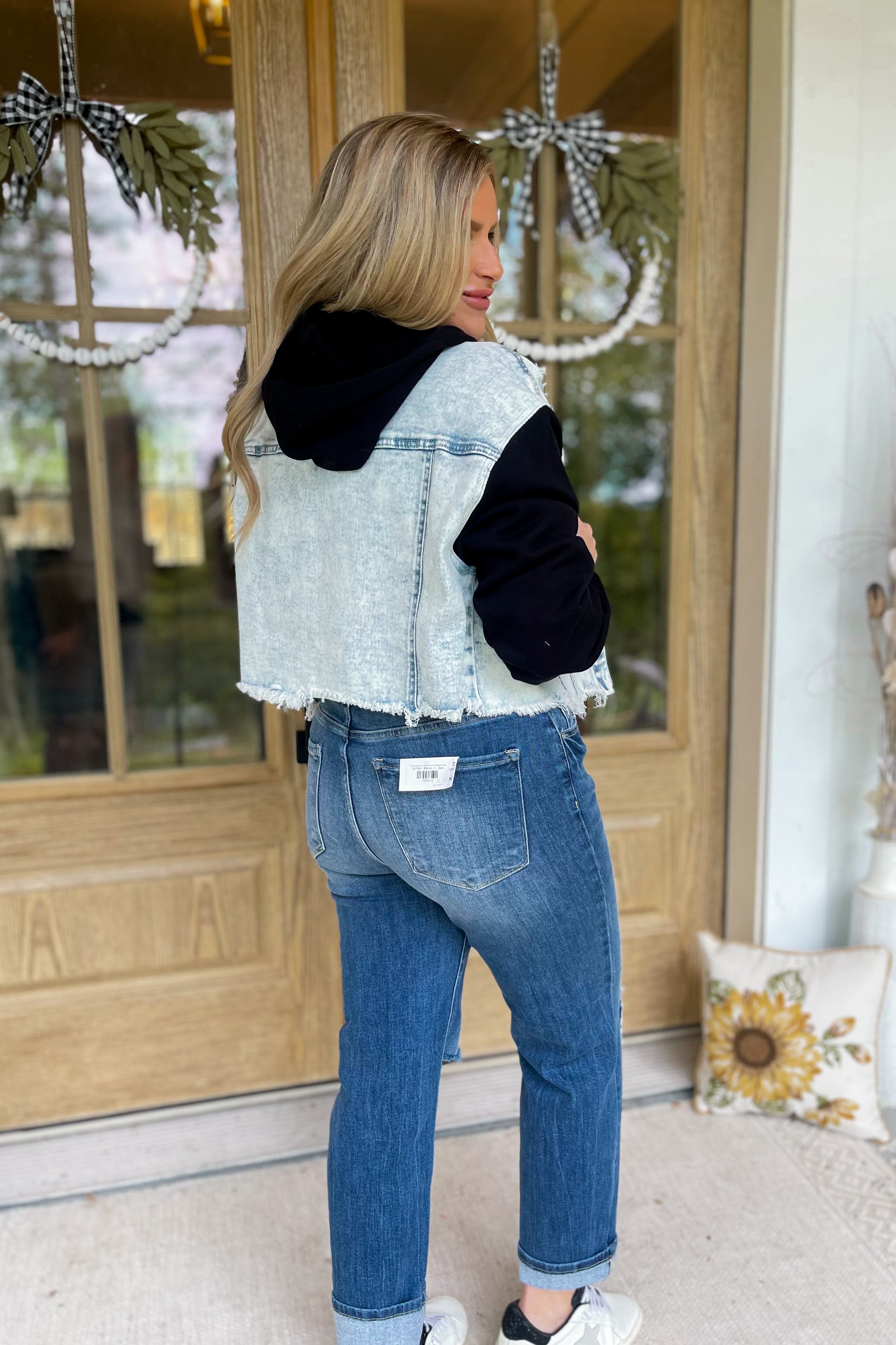 Risen Winona Oversized Black Sleeve Crop Hoodie Jacket [1-3XL] - Be You Boutique