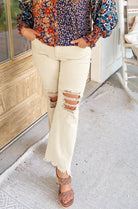 Risen Ian High Rise Straight Denim Distressed Jeans - Be You Boutique