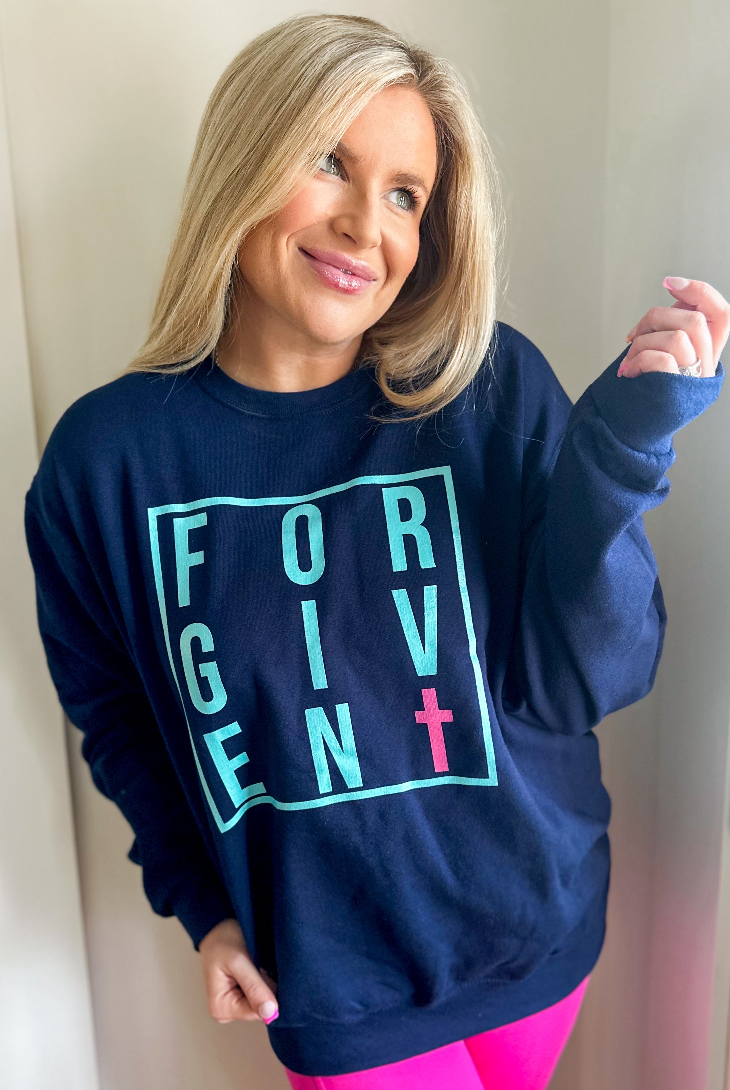 FORGIVEN Long Sleeve Lightweight Graphic Sweatshirt - Be You Boutique