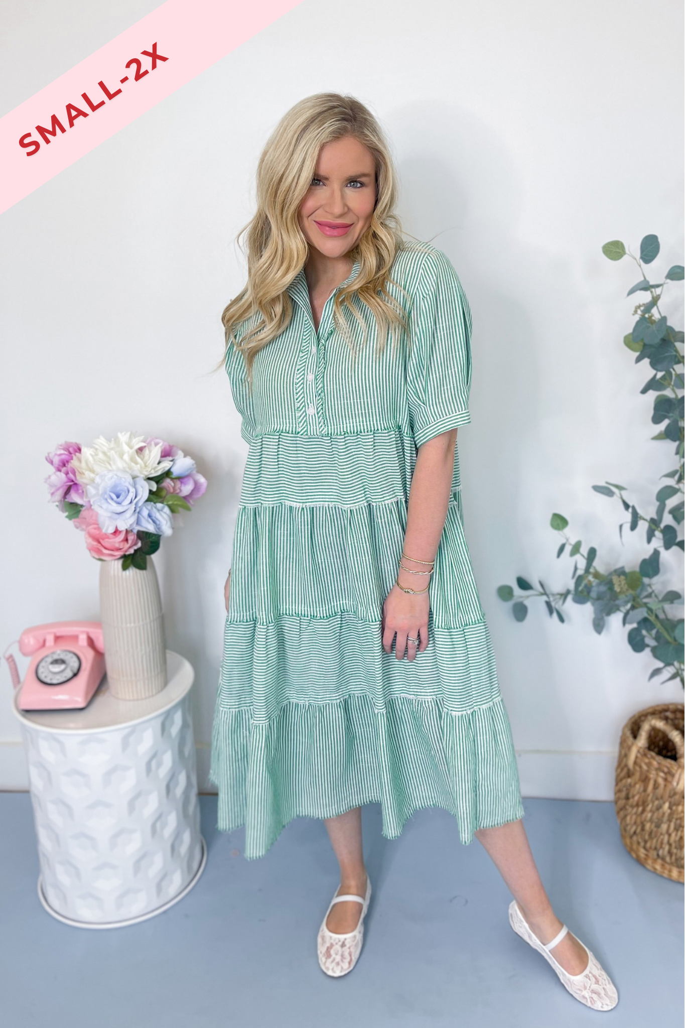 Louise Striped Tiered Dress - Be You Boutique