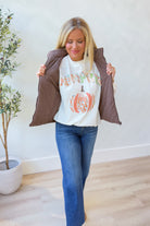 Pumpkin Mixed Pattern Pullover Top - Be You Boutique
