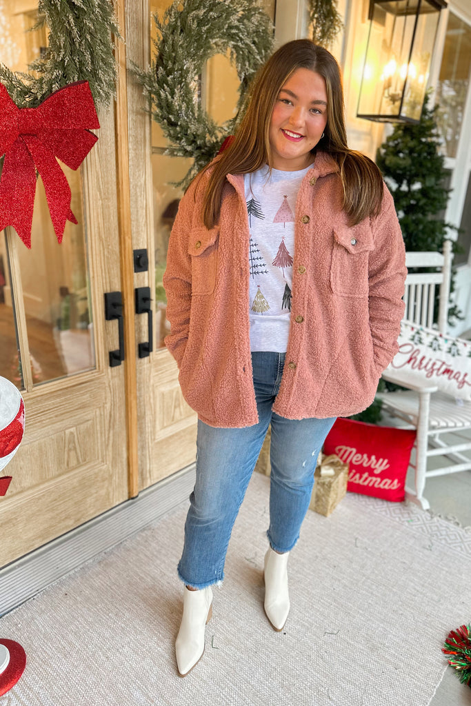 Joshua Long Sleeve Button Down Shearling Shacket Jacket - Be You Boutique