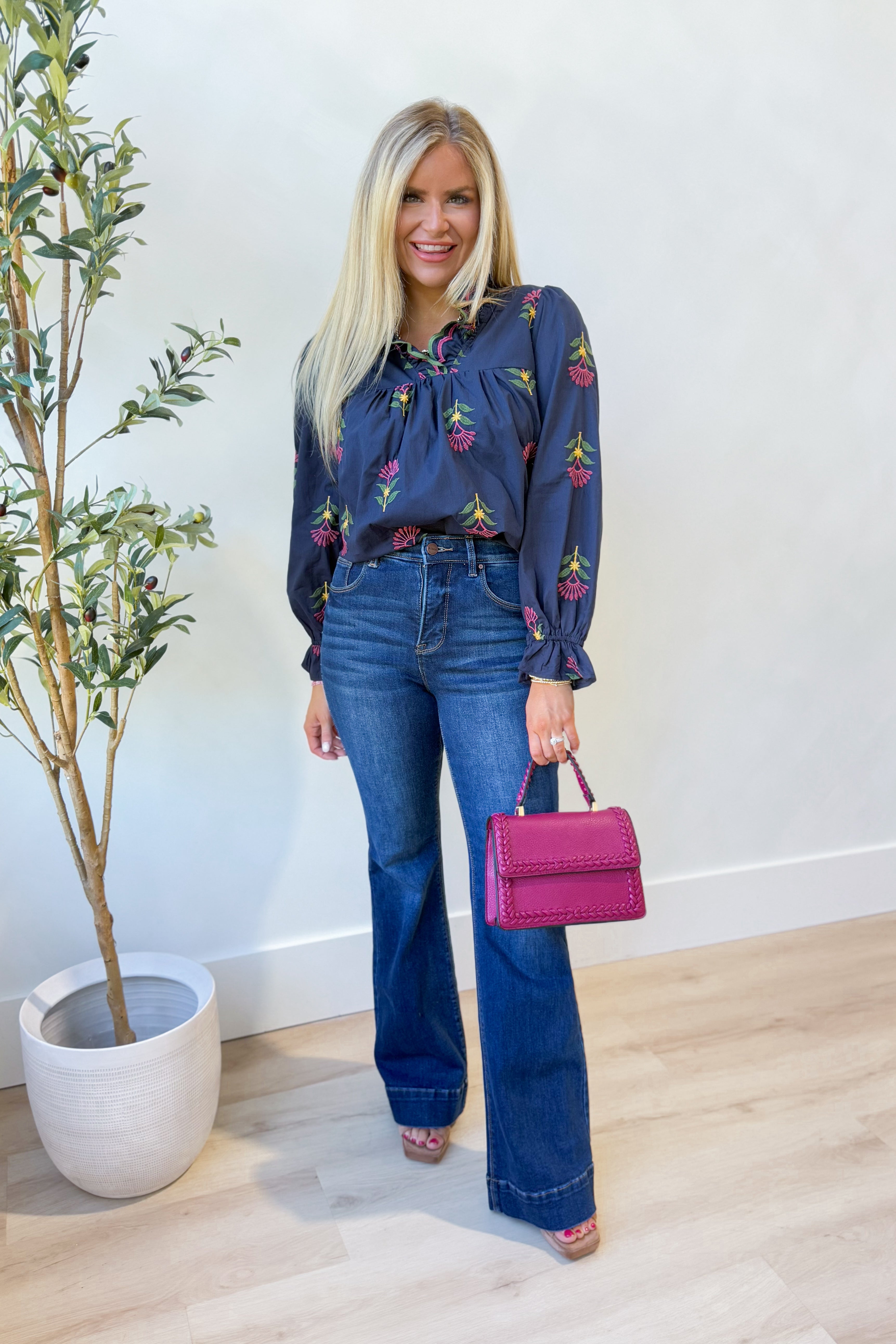 Tori Floral Scallop Trim Top - Be You Boutique