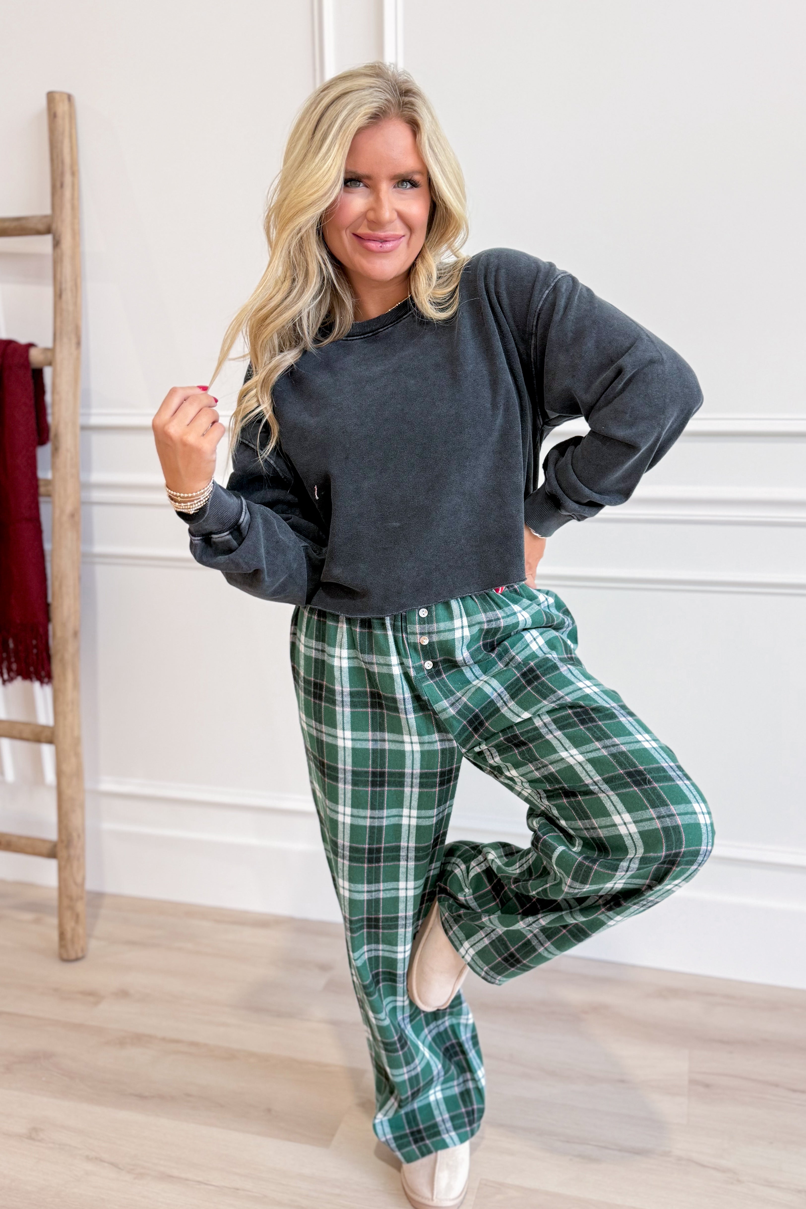 Chris Plaid Elastic Waist Pant - Be You Boutique
