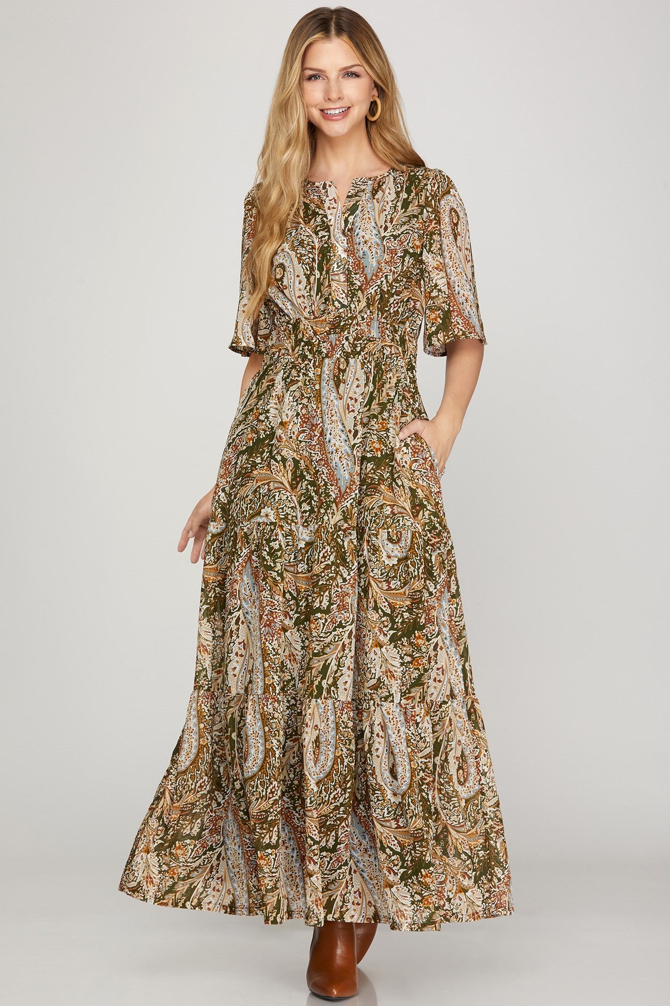 Lydia Paisley Printed Midi Dress - Be You Boutique