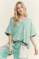 Betsy Mineral Wash V Neck Basic Top - Be You Boutique