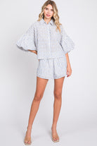 Tammy Blue Eyelet Stripe Top and Short Set - Be You Boutique