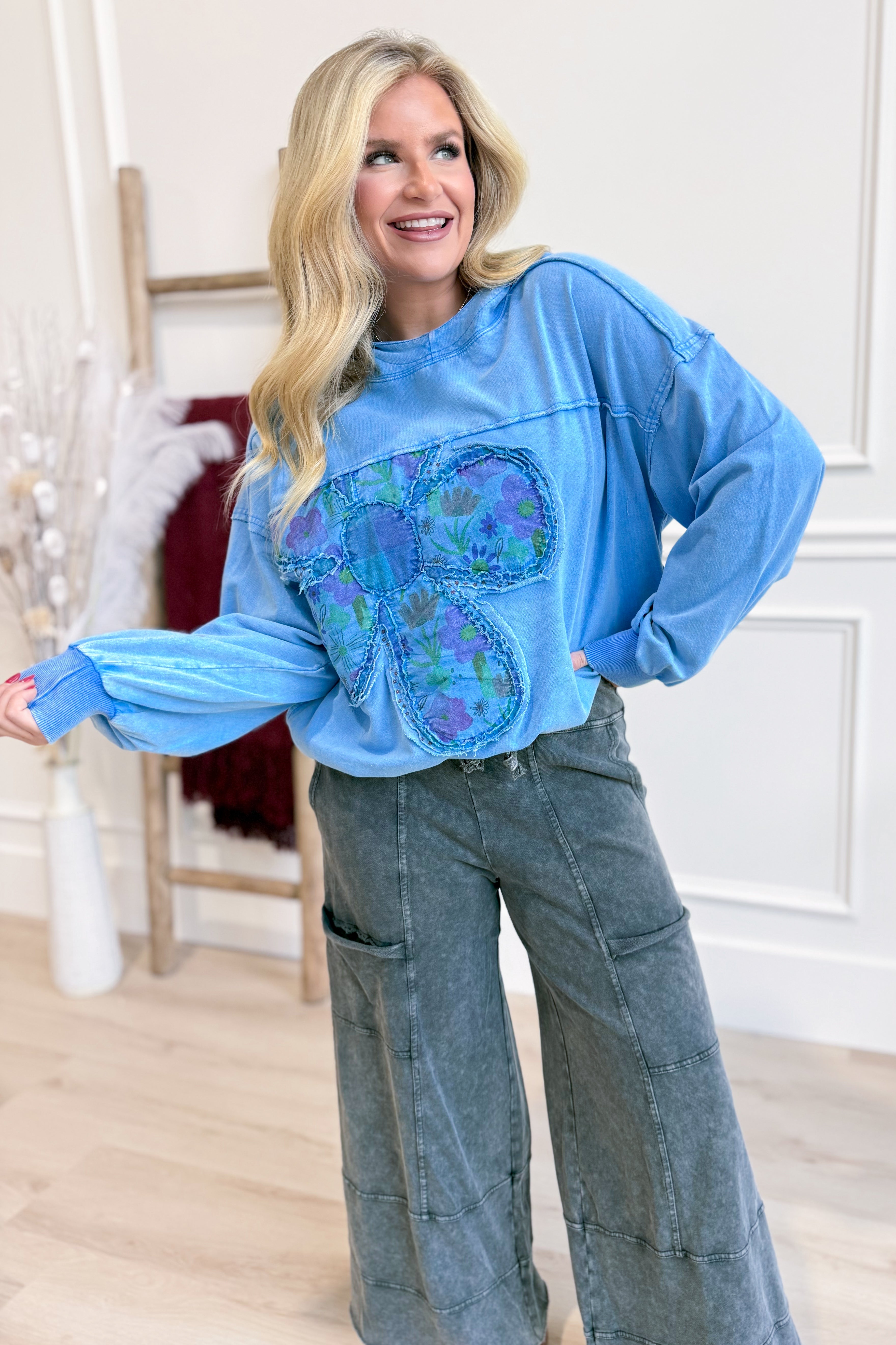 Nora Flower Patch Hoodie Pullover - Be You Boutique