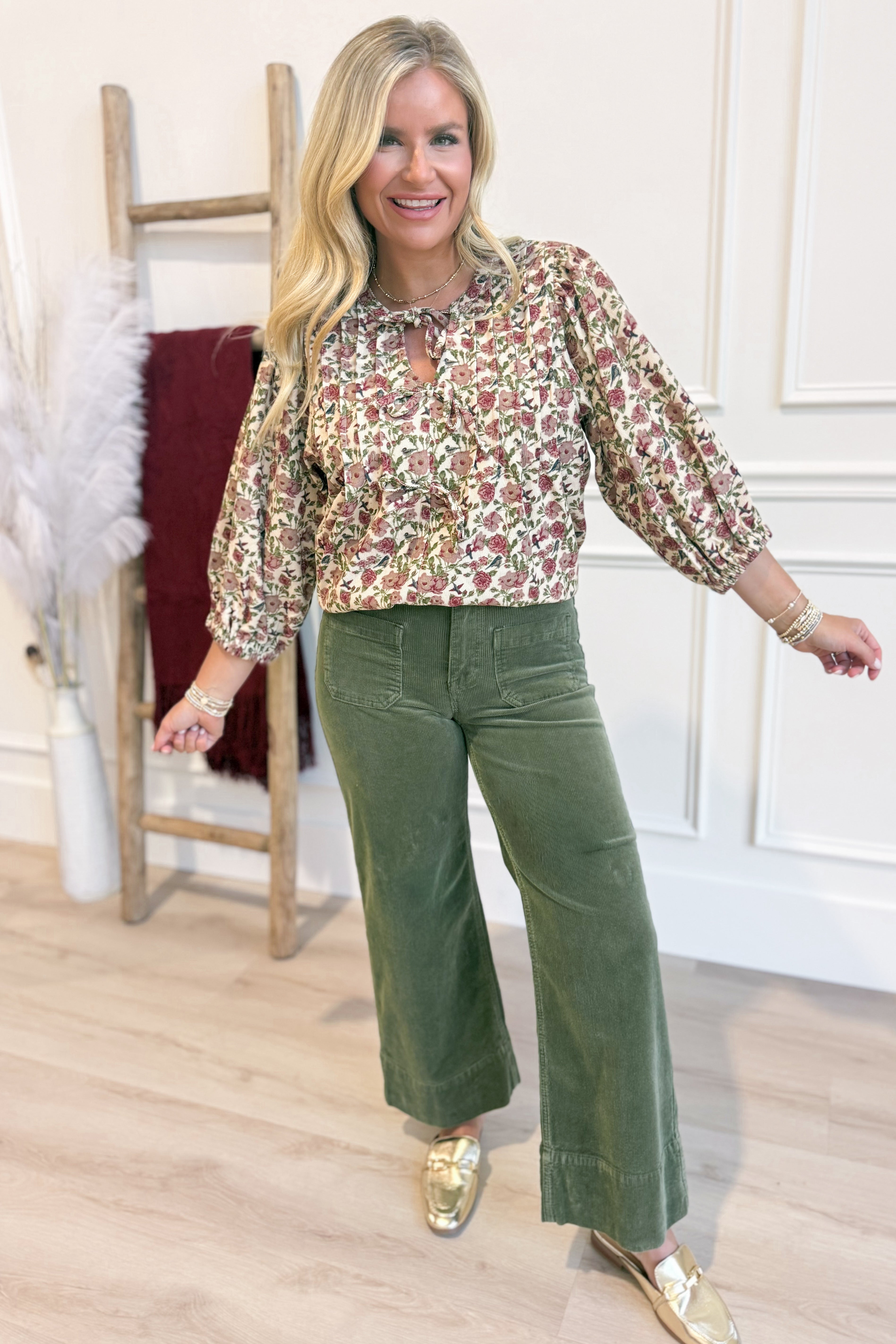 Tina Vintage Floral Pintuck Blouse Top - Be You Boutique