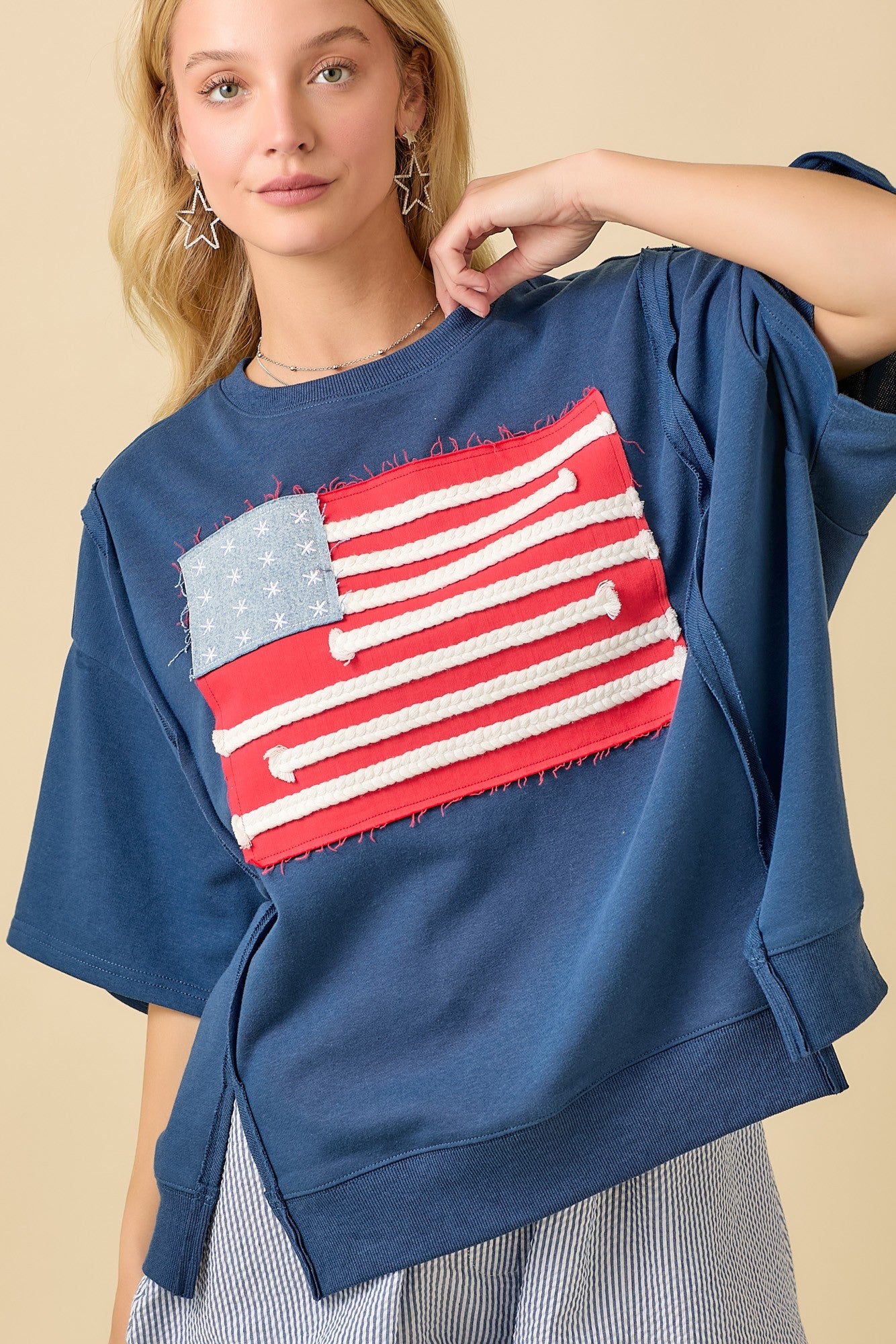 John American Flag Patchwork Top - Be You Boutique