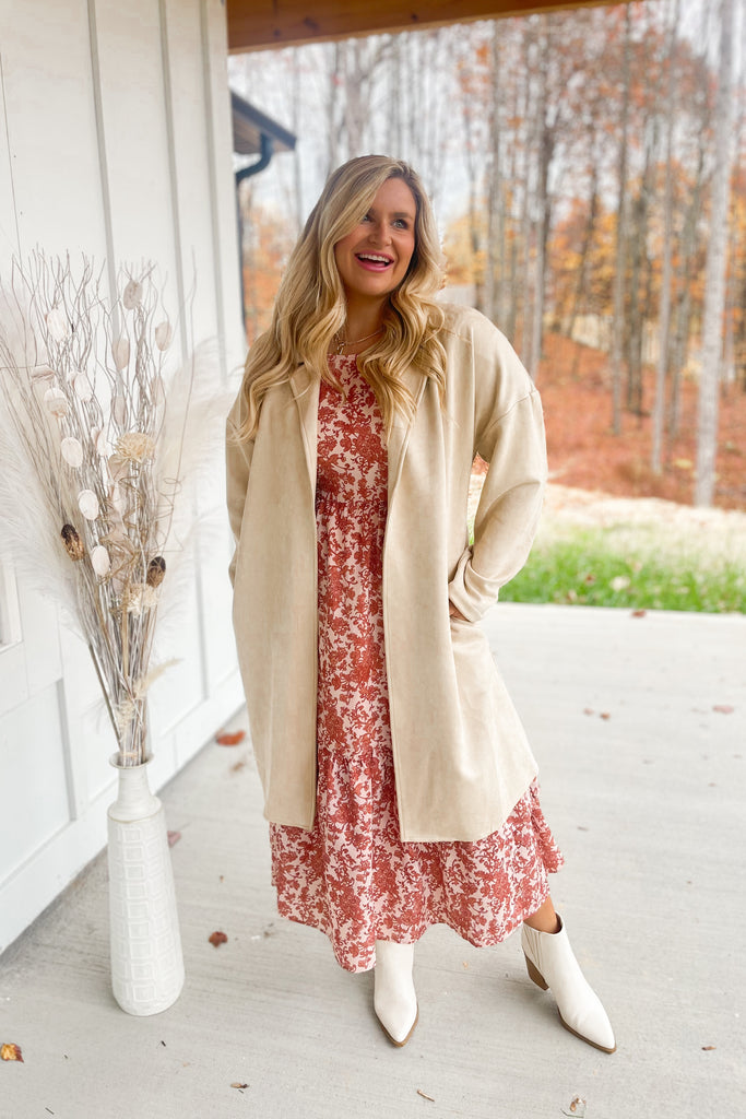 Gia Long Sleeve Suede Coat Jacket - Be You Boutique
