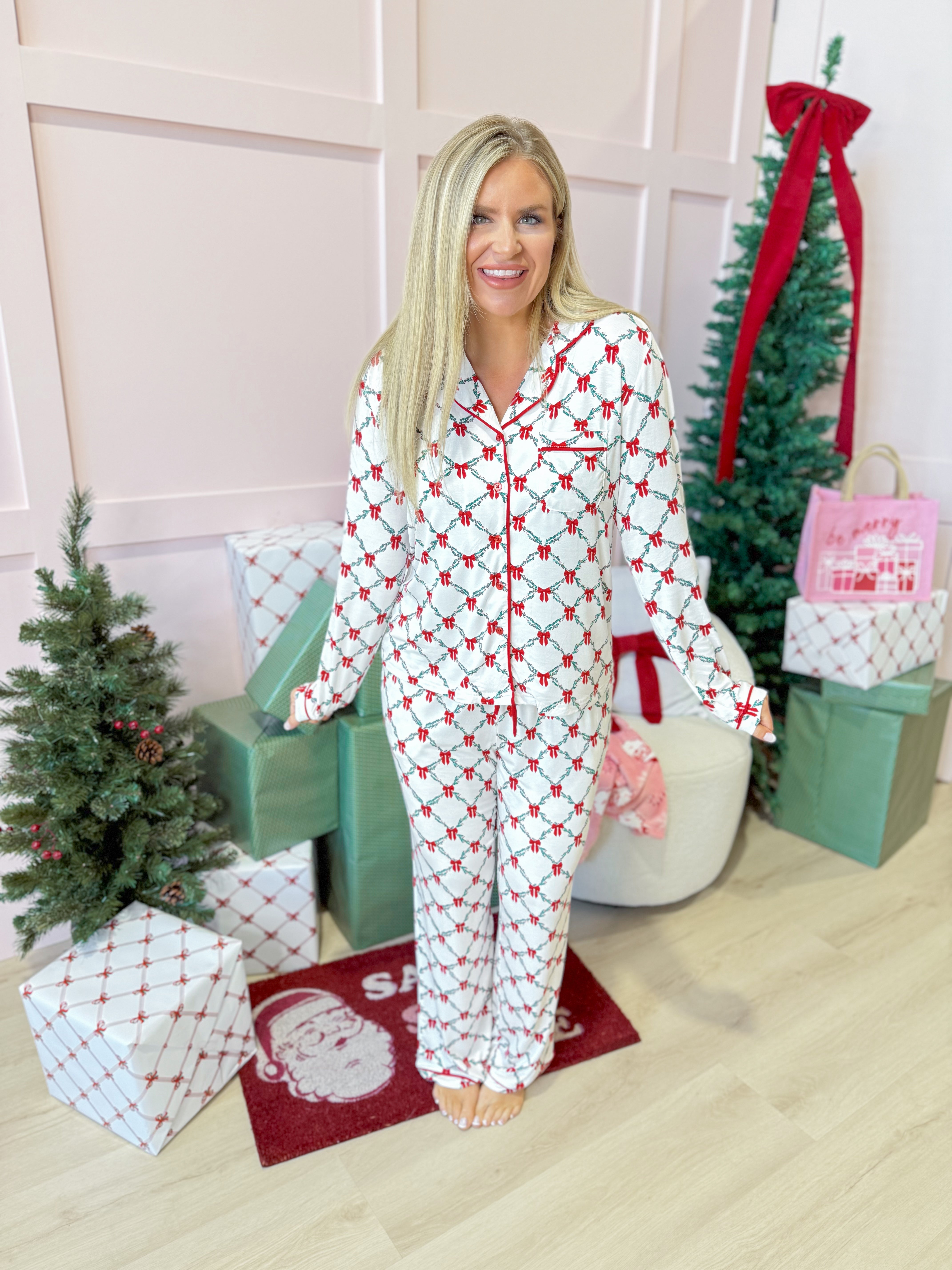 Charlotte Lattice Garland Pajama Set - Be You Boutique