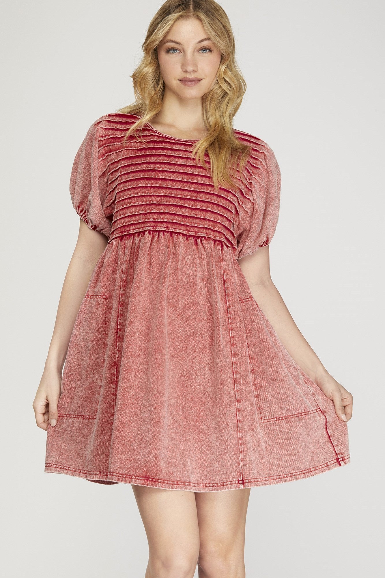 Shea Short Sleeve Pintuck Twill Dress - Be You Boutique