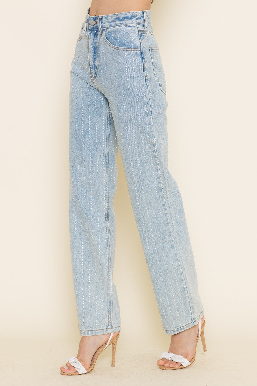Kelsea Rhinestone Studded Denim Jean - Be You Boutique