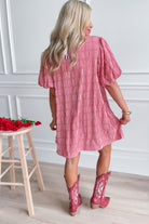Carlie Plaid Printed Puff Sleeve Dress - Be You Boutique