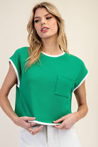 SPRING2025 Kendra Two Tone Round Neck Short Sleeve Top - Be You Boutique
