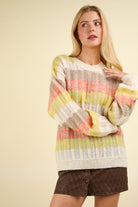 Brian Multi Color Stripe Oversized Long Sleeve Sweater - Be You Boutique