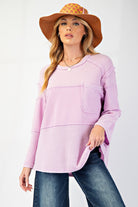 SPRING2025 Lily Thermal Mix 3/4 Sleeve Washed Top - Be You Boutique