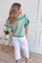 Lucy Floral Gingham Embroidered Collar Top from &MERCI, a stylish dressy blouse with floral print and embroidered collar.