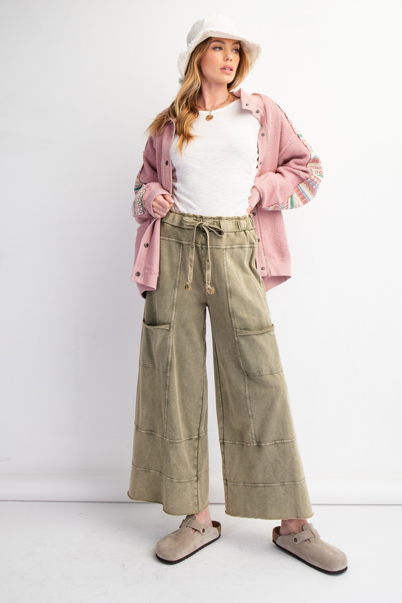 Bradley Mineral Washed Terry Knit Wide Leg Pants *waiting on plus* - Be You Boutique