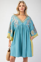 SPRING2025 Tucker Embroidered 3/4 Sleeve Dress - Be You Boutique