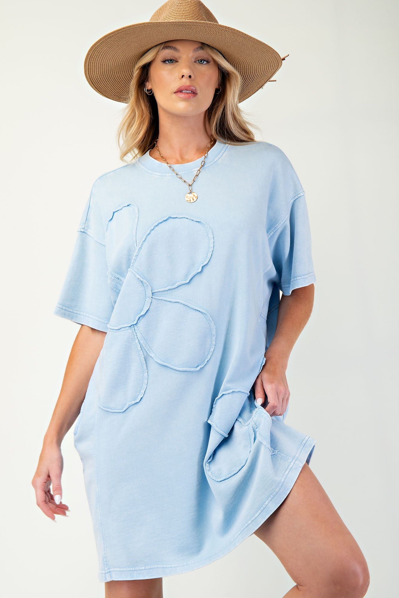 Alyssa Flower Detailed T-shirt Dress - Be You Boutique