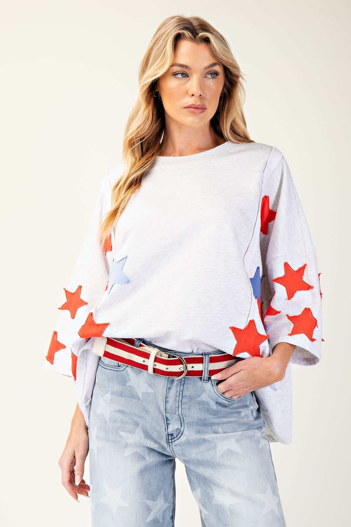 Danna Star Patch Pullover Top - Be You Boutique