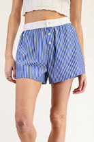 Holly Pinstripe Short Set - Ocean Blue - Be You Boutique