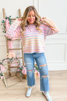 Sophie Multi Striped Round Neck Sweater - Be You Boutique