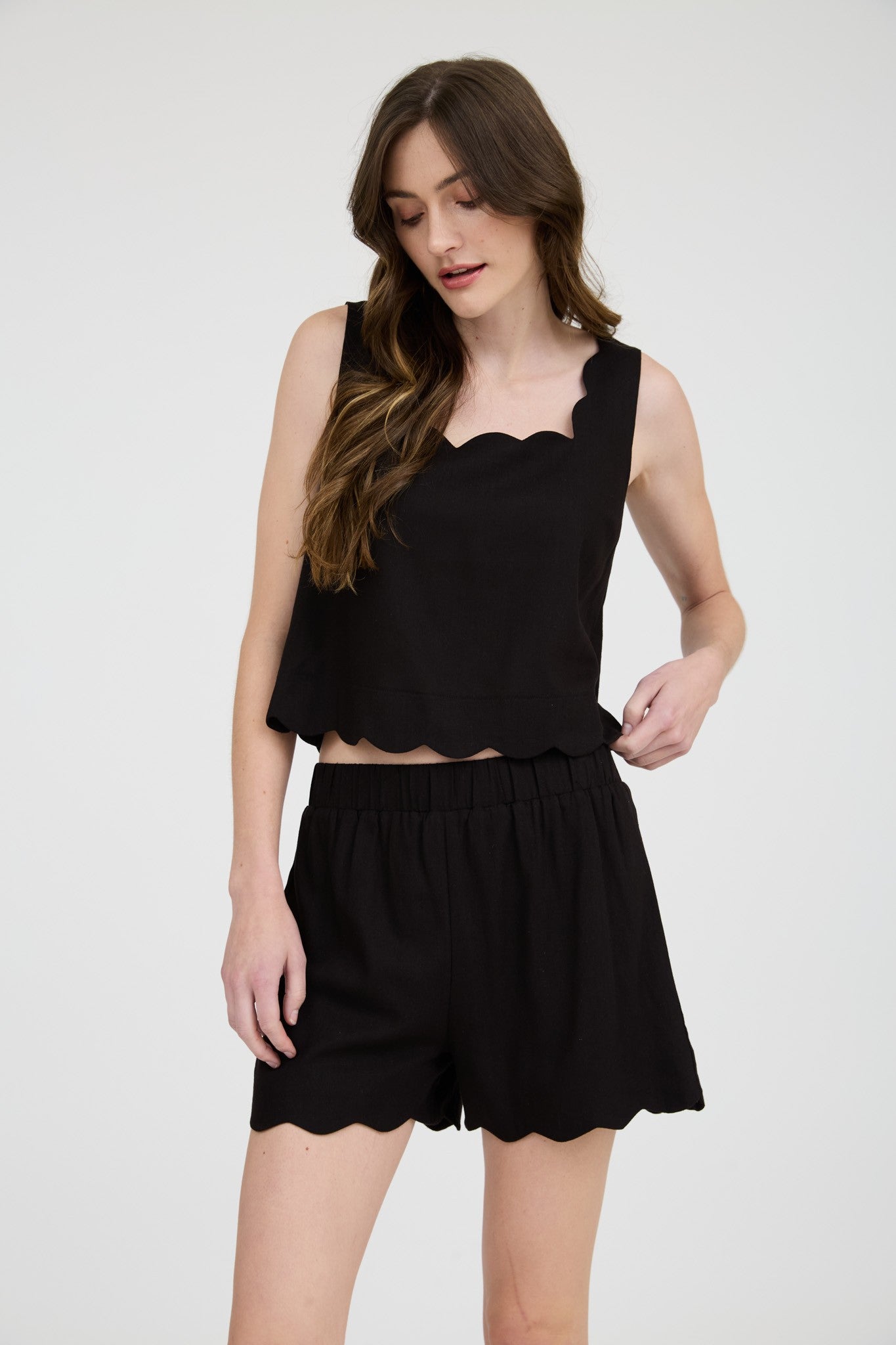 Sheila Scalloped Trim Short Set - Be You Boutique