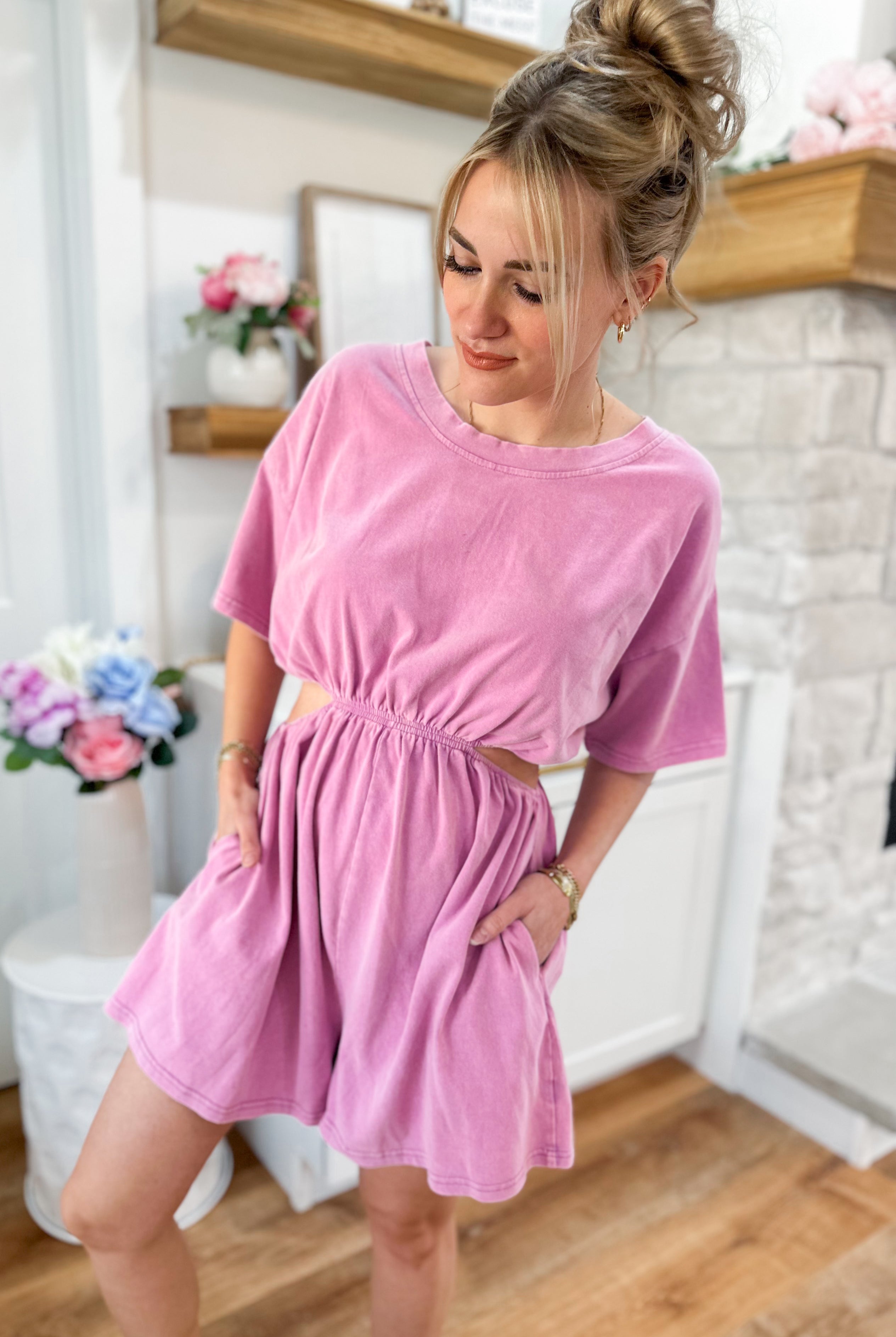 Lonnie Mineral Washed Super Soft Romper - Be You Boutique