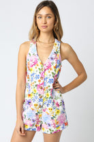 Maddie Button Up Floral Romper - Be You Boutique