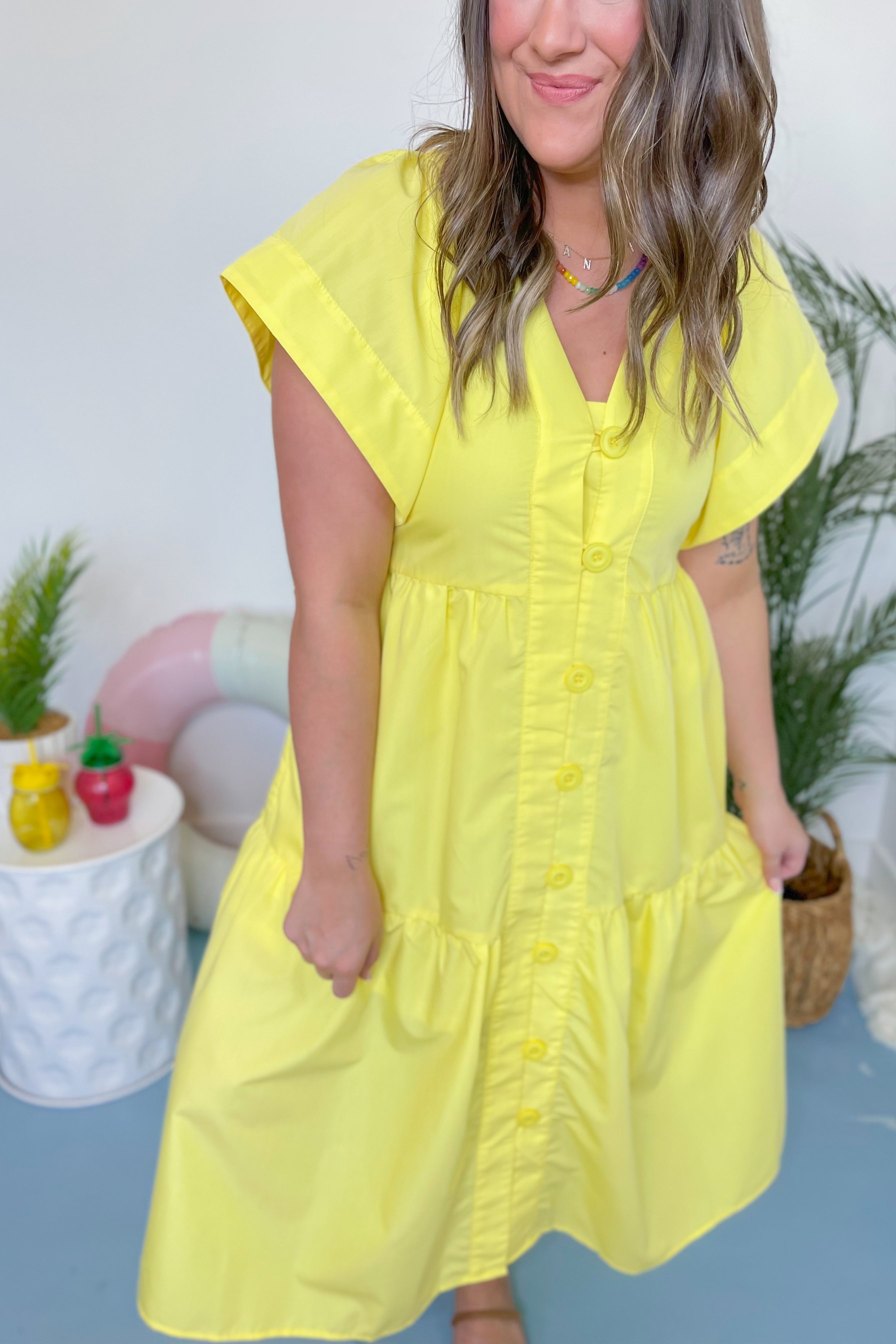 Sunny Flutter Sleeve Midi Dress - Be You Boutique