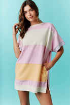 Sonya Striped Oversized Sweatshirt Dress - Be You Boutique