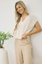 Valorie Split Neck Knitted Batwing Top - Be You Boutique
