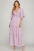 Lettie Flutter Bell Sleeve Maxi Dress - Be You Boutique