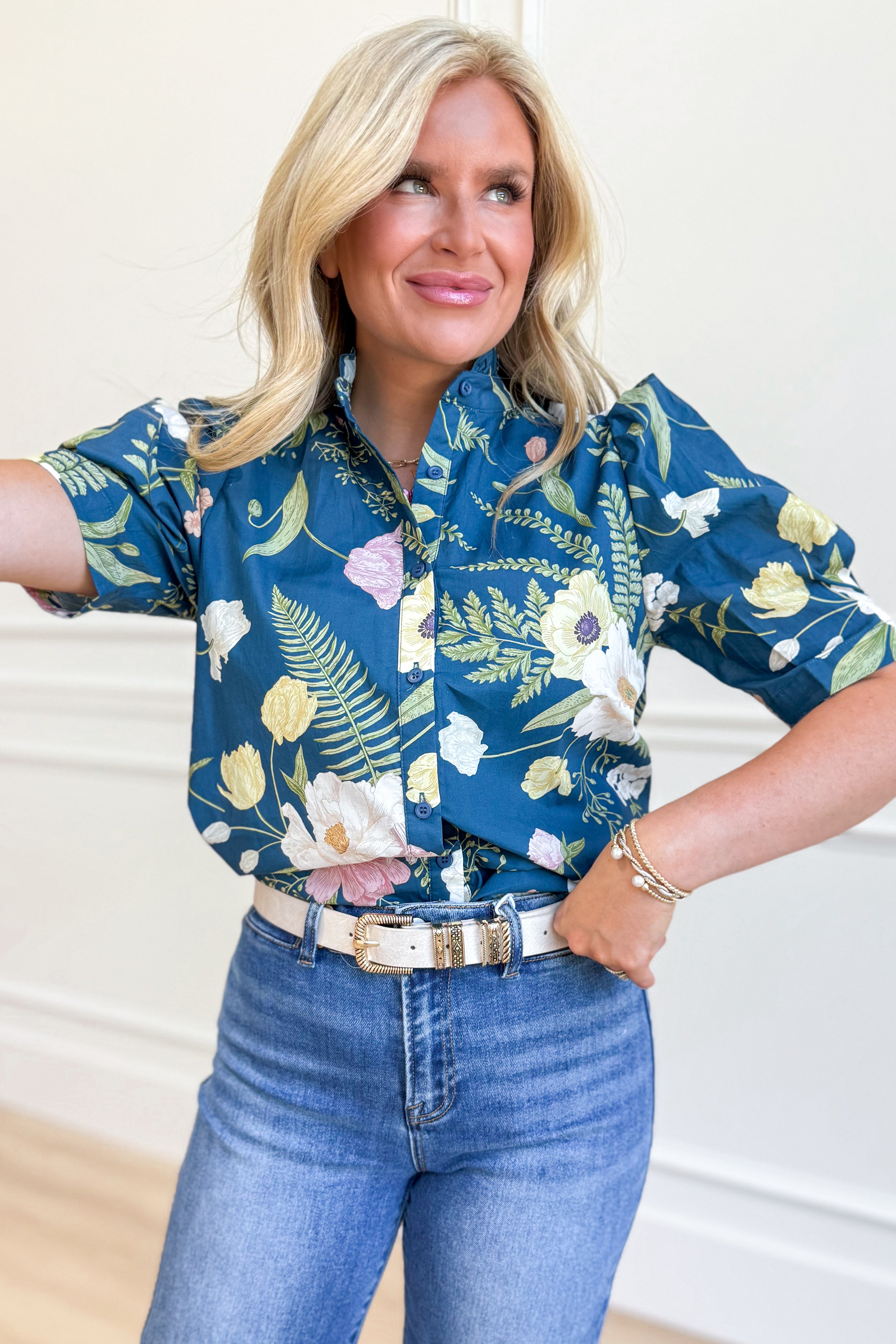 Sandra Floral Puff Sleeve Top - Be You Boutique