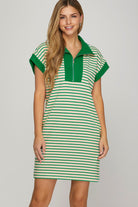 Ollie Striped Quarter Zip Dress - Be You Boutique