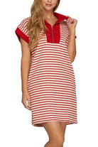 Ollie Striped Quarter Zip Dress - Be You Boutique