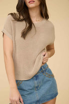 Kathy Crochet Knit Short Sleeve Top - Be You Boutique