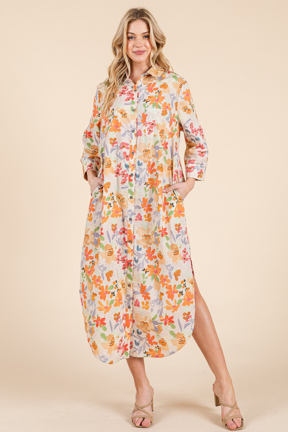 Lisa Multi Floral Button Down Dress - Be You Boutique