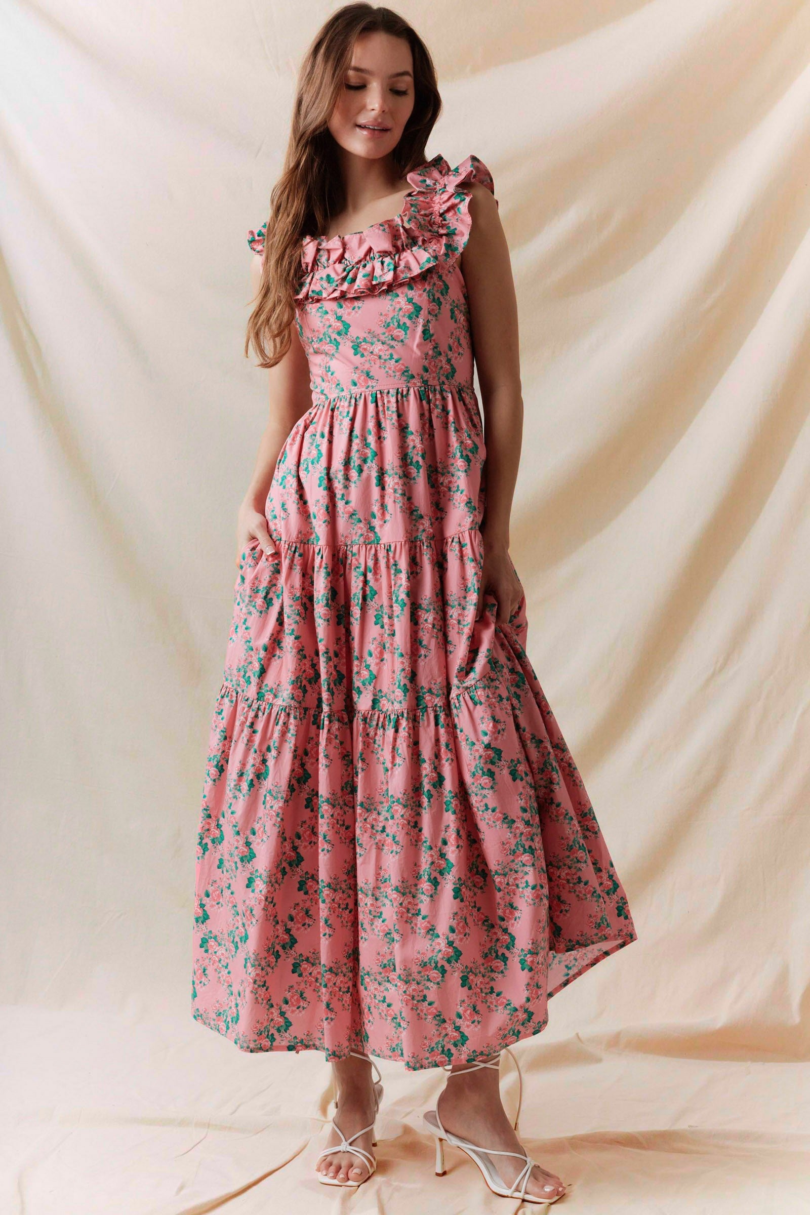 Chelsea Poplin Floral Tiered Midi Dress - Be You Boutique