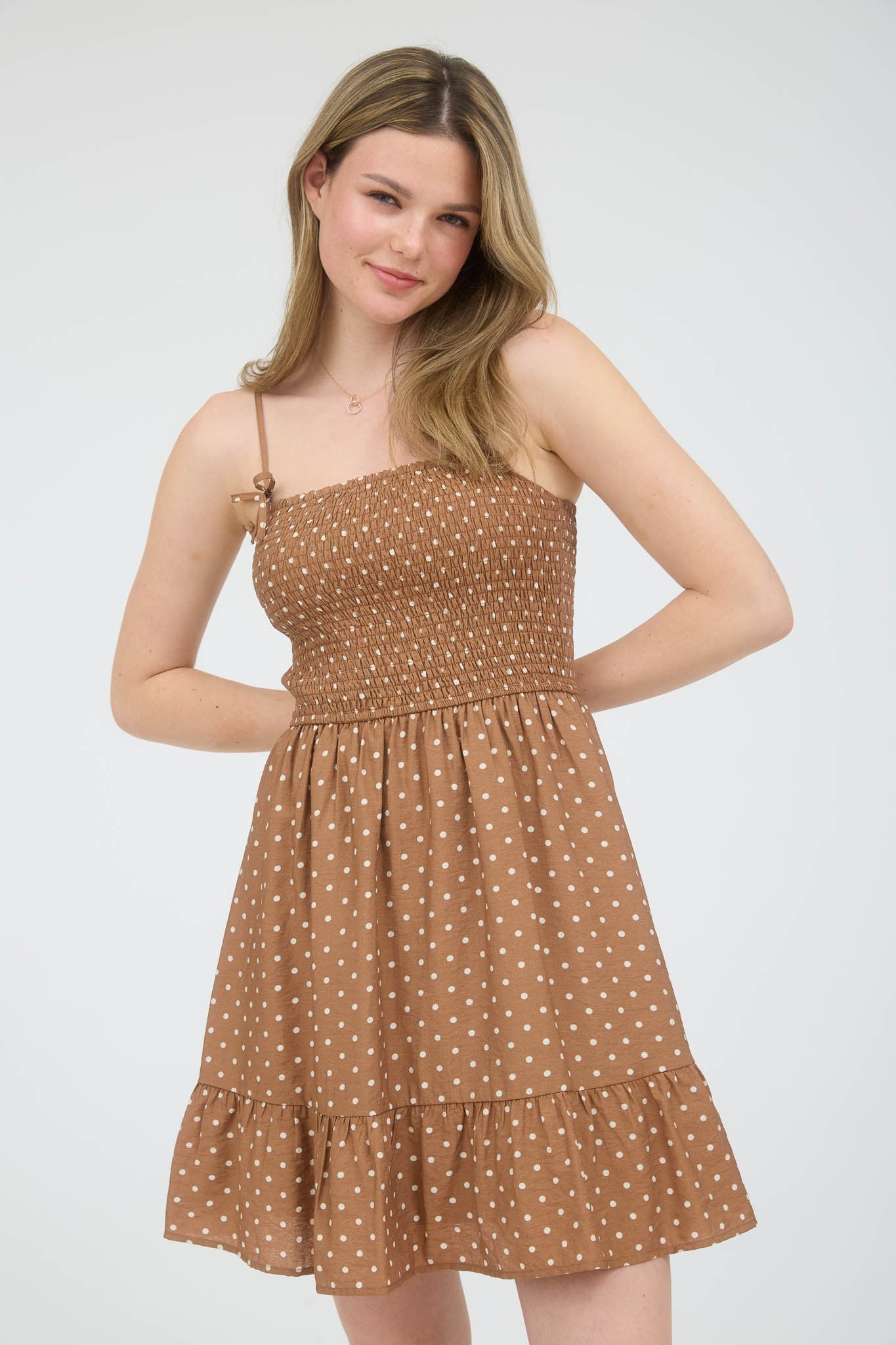 Georgie Polka Dot Smocked Dress - Be You Boutique