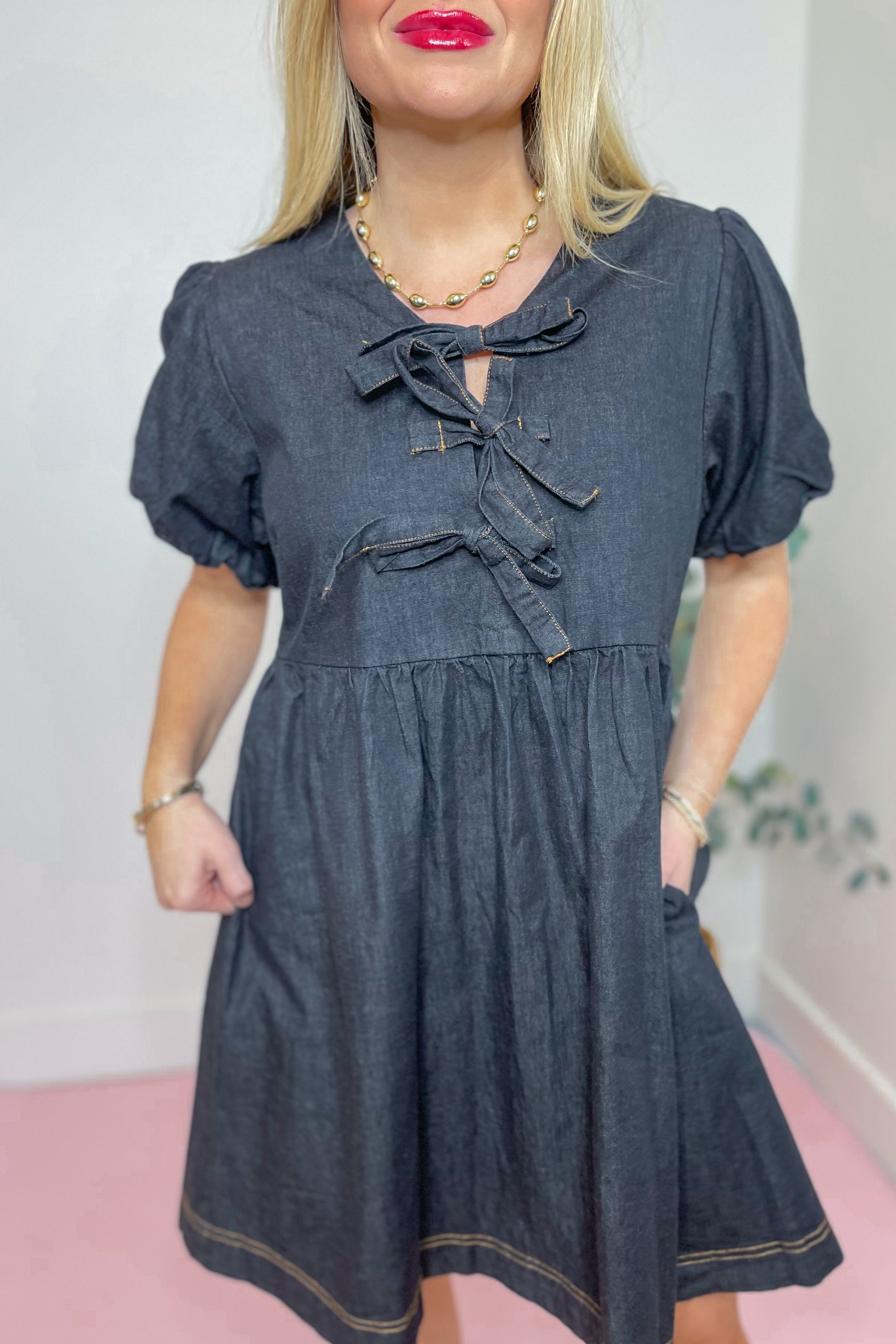 Heather Balloon Sleeve Peplum Dress *FINAL SALE*